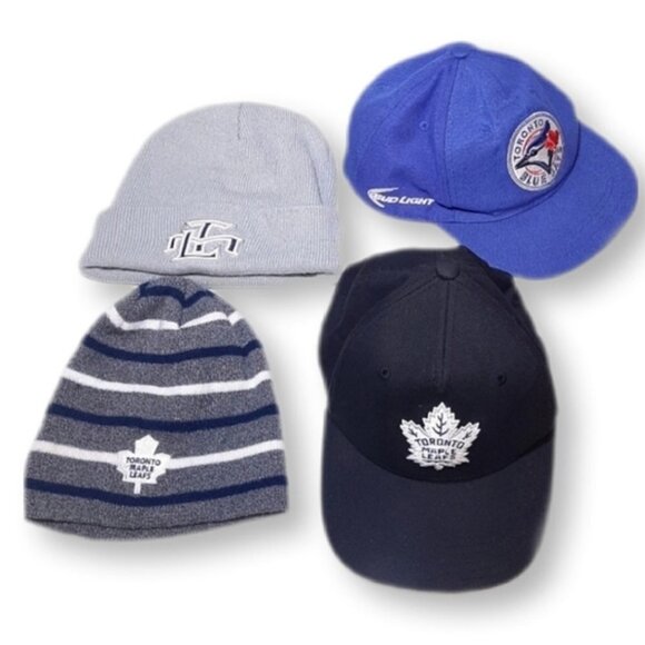 Bundle Of Sports Hats Beanie Baseball Cap NHL MLB Toronto Maple Leafs Blue Jays - Picture 1 of 12